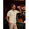 imagePJ PAUL JONES Mens Polo Shirts Casual Textured Knittd Shirts Lightweight Breathable Polo ShirtApricot