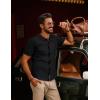 imagePJ PAUL JONES Mens Polo Shirts Casual Textured Knittd Shirts Lightweight Breathable Polo ShirtBlack