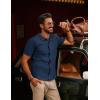 imagePJ PAUL JONES Mens Polo Shirts Casual Textured Knittd Shirts Lightweight Breathable Polo ShirtNavy Blue