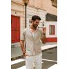 imagePJ PAUL JONES Mens Summer Knit Shirts Casual Short Sleeve Shirts Fashion Button Down ShirtsApricot