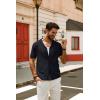 imagePJ PAUL JONES Mens Summer Knit Shirts Casual Short Sleeve Shirts Fashion Button Down ShirtsBlack