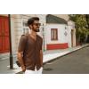 imagePJ PAUL JONES Mens Summer Knit Shirts Casual Short Sleeve Shirts Fashion Button Down ShirtsCoffee