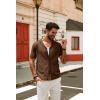 imagePJ PAUL JONES Mens Summer Knit Shirts Casual Short Sleeve Shirts Fashion Button Down ShirtsCoffee
