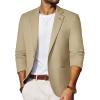 imagePJ PAUL JONES Mens Linen Casual Blazer Sport Coats Lightweight One Button Suit Jacket for SummerKhaki