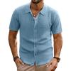 imagePJ PAUL JONES Mens Polo Shirts Casual Textured Knittd Shirts Lightweight Breathable Polo ShirtBlue