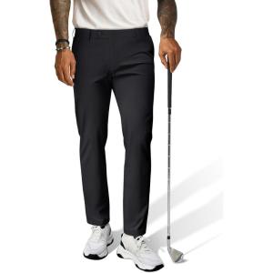 imagePJ PAUL JONES Mens Golf Pants 4Way Stretch Lightweight Work Casual Trousers Slim Fit Dress Pants with PocketsBlack