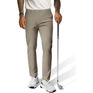 imagePJ PAUL JONES Mens Golf Pants 4Way Stretch Lightweight Work Casual Trousers Slim Fit Dress Pants with PocketsKhaki