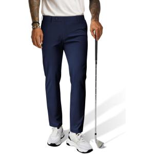 imagePJ PAUL JONES Mens Golf Pants 4Way Stretch Lightweight Work Casual Trousers Slim Fit Dress Pants with PocketsNavy Blue