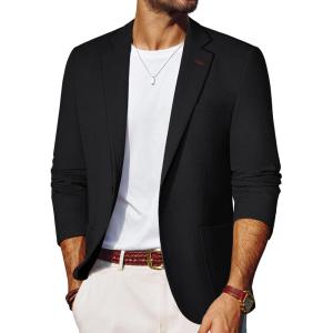 imagePJ PAUL JONES Mens Linen Casual Blazer Sport Coats Lightweight One Button Suit Jacket for SummerBlack