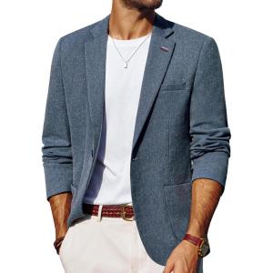 imagePJ PAUL JONES Mens Linen Casual Blazer Sport Coats Lightweight One Button Suit Jacket for SummerDenim Blue