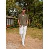 imagePJ PAUL JONES Men Casual Shirt Short Sleeve Summer Shirt Fashion Texture Button Down ShirtCoffee