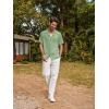 imagePJ PAUL JONES Men Casual Shirt Short Sleeve Summer Shirt Fashion Texture Button Down ShirtGreen
