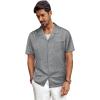 imagePJ PAUL JONES Men Casual Shirt Short Sleeve Summer Shirt Fashion Texture Button Down ShirtGrey