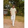 imagePJ PAUL JONES Men Casual Shirt Short Sleeve Summer Shirt Fashion Texture Button Down ShirtKhapricot