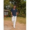 imagePJ PAUL JONES Men Casual Shirt Short Sleeve Summer Shirt Fashion Texture Button Down ShirtNavy Blue