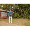 imagePJ PAUL JONES Men Casual Shirt Short Sleeve Summer Shirt Fashion Texture Button Down ShirtPeacock Blue