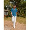imagePJ PAUL JONES Men Casual Shirt Short Sleeve Summer Shirt Fashion Texture Button Down ShirtPeacock Blue