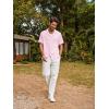 imagePJ PAUL JONES Men Casual Shirt Short Sleeve Summer Shirt Fashion Texture Button Down ShirtPink