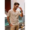 imagePJ PAUL JONES Mens 70S Shirts Vintage Shirts Button Down Cuban Collar Knitted Polo ShirtBeige