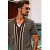 imagePJ PAUL JONES Mens 70S Shirts Vintage Shirts Button Down Cuban Collar Knitted Polo ShirtCoffee