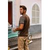 imagePJ PAUL JONES Mens 70S Shirts Vintage Shirts Button Down Cuban Collar Knitted Polo ShirtCoffee