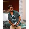 imagePJ PAUL JONES Mens 70S Shirts Vintage Shirts Button Down Cuban Collar Knitted Polo ShirtGreen