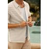 imagePJ PAUL JONES Mens Polo Shirts Hollow Out Textured Knit Polo Shirts Short Sleeve Button Down Summer Beach ShirtApricot