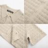 imagePJ PAUL JONES Mens Polo Shirts Hollow Out Textured Knit Polo Shirts Short Sleeve Button Down Summer Beach ShirtApricot