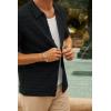 imagePJ PAUL JONES Mens Polo Shirts Hollow Out Textured Knit Polo Shirts Short Sleeve Button Down Summer Beach ShirtBlack