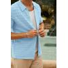 imagePJ PAUL JONES Mens Polo Shirts Hollow Out Textured Knit Polo Shirts Short Sleeve Button Down Summer Beach ShirtBlue