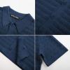 imagePJ PAUL JONES Mens Polo Shirts Hollow Out Textured Knit Polo Shirts Short Sleeve Button Down Summer Beach ShirtNavy Blue