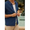 imagePJ PAUL JONES Mens Polo Shirts Hollow Out Textured Knit Polo Shirts Short Sleeve Button Down Summer Beach ShirtNavy Blue
