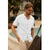 imagePJ PAUL JONES Mens Polo Shirts Hollow Out Textured Knit Polo Shirts Short Sleeve Button Down Summer Beach ShirtWhite