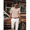 imagePJ PAUL JONES Mens Casual Knit Polo Shirt Short Sleeve Collared Stretchy Golf ShirtsApricot
