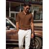 imagePJ PAUL JONES Mens Casual Knit Polo Shirt Short Sleeve Collared Stretchy Golf ShirtsCoffee
