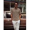 imagePJ PAUL JONES Mens Casual Knit Polo Shirt Short Sleeve Collared Stretchy Golf ShirtsKhaki