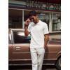 imagePJ PAUL JONES Mens Casual Knit Polo Shirt Short Sleeve Collared Stretchy Golf ShirtsWhite