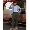 imagePJ PAUL JONES Mens Linen Dress Pants Casual Slim Fit Expandable Wasit Pleated Front Work TrousersArmy Green
