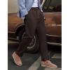 imagePJ PAUL JONES Mens Linen Dress Pants Casual Slim Fit Expandable Wasit Pleated Front Work TrousersCoffee