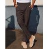 imagePJ PAUL JONES Mens Linen Dress Pants Casual Slim Fit Expandable Wasit Pleated Front Work TrousersCoffee