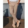 imagePJ PAUL JONES Mens Linen Dress Pants Casual Slim Fit Expandable Wasit Pleated Front Work TrousersKhaki