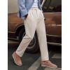 imagePJ PAUL JONES Mens Linen Dress Pants Casual Slim Fit Expandable Wasit Pleated Front Work TrousersLight Khaki