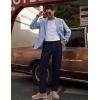 imagePJ PAUL JONES Mens Linen Dress Pants Casual Slim Fit Expandable Wasit Pleated Front Work TrousersNavy Blue