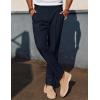 imagePJ PAUL JONES Mens Linen Dress Pants Casual Slim Fit Expandable Wasit Pleated Front Work TrousersNavy Blue
