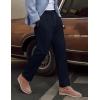 imagePJ PAUL JONES Mens Linen Dress Pants Casual Slim Fit Expandable Wasit Pleated Front Work TrousersNavy Blue