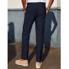 imagePJ PAUL JONES Mens Linen Dress Pants Casual Slim Fit Expandable Wasit Pleated Front Work TrousersNavy Blue
