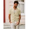 imagePJ PAUL JONES Mens Polo Shirt Short Sleeve Casual Knit Textured Button Down Polo Shirts with PocketApricotno Pocket