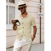 imagePJ PAUL JONES Mens Polo Shirt Short Sleeve Casual Knit Textured Button Down Polo Shirts with PocketApricotno Pocket