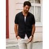 imagePJ PAUL JONES Mens Polo Shirt Short Sleeve Casual Knit Textured Button Down Polo Shirts with PocketBlackno Pocket