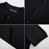 imagePJ PAUL JONES Mens Polo Shirt Short Sleeve Casual Knit Textured Button Down Polo Shirts with PocketBlackno Pocket